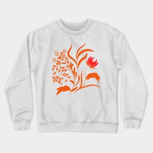 Folk floral art print  Flowers abstract art  poster Crewneck Sweatshirt